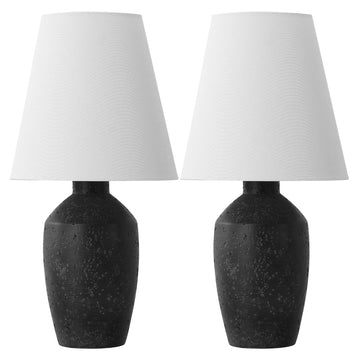 Xander 19.5" Minimalist Scandinavian Concrete Effect Resin/Iron Ginger Jar LED Table Lamp - JONATHAN Y